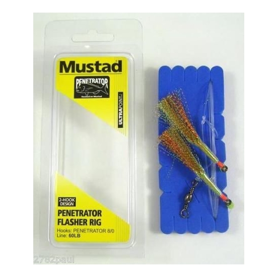 Size 8/0 Mustad Penetrator Flasher Rig - Colour 2C - 2 Hook Snapper Rig