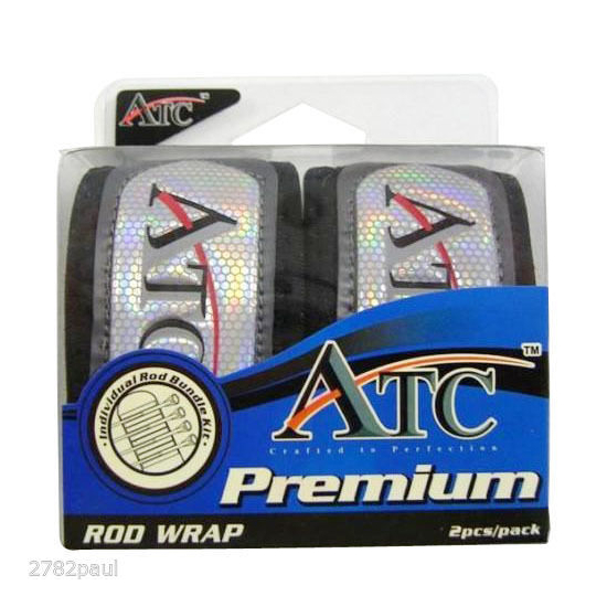ATC PREMIUM VELCRO FISHING ROD WRAPS - 2pce PACK - NEW