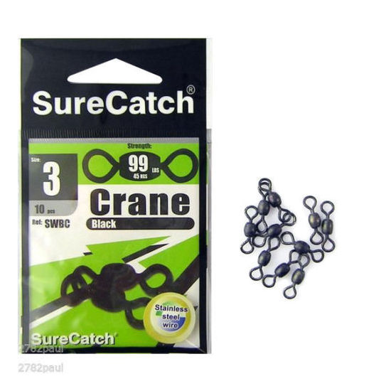 SIZE 3 STAINLESS STEEL 99lb BLACK CRANE SWIVELS - 10 PIECES