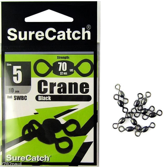 BRAND NEW BLACK CRANE SWIVELS SIZE 5 - SURECATCH BRAND 10 PIECES
