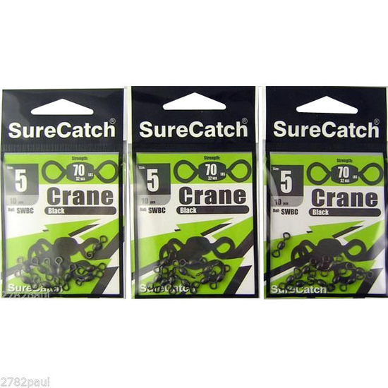 STAINLESS STEEL BLACK CRANE SWIVELS SIZE 5 - BULK PACK X 3 SURECATCH 30 PIECES