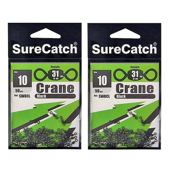 MEGA-BULK 100 Piece PACK BLACK CRANE SWIVELS SIZE 10 - SURECATCH BRAND BRAND NEW