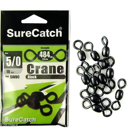 BRAND NEW BLACK CRANE SWIVELS SIZE 5/0 - SURECATCH BRAND 10 PIECES