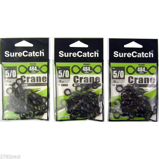 BRAND NEW BLACK CRANE SWIVELS SIZE 5/0 - BULK PACK X 3 SURECATCH BRAND 30 PIECES