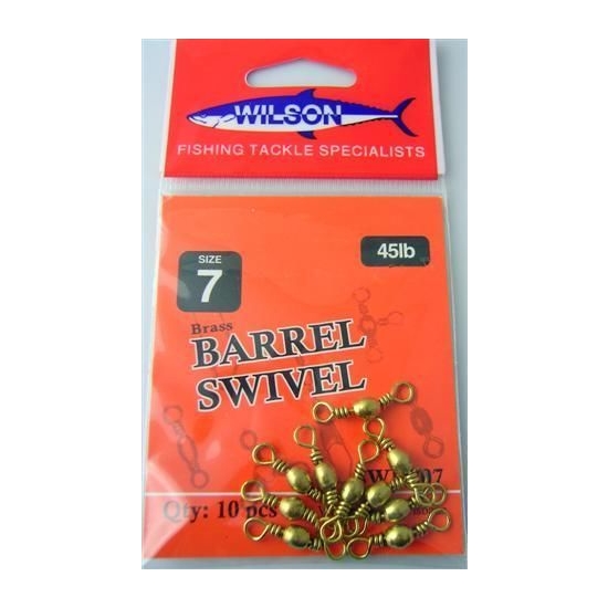 FISHING SWIVELS - BRASS BARREL SIZE 7 WILSON BRAND 10 PIECES - POLISHED BRASS