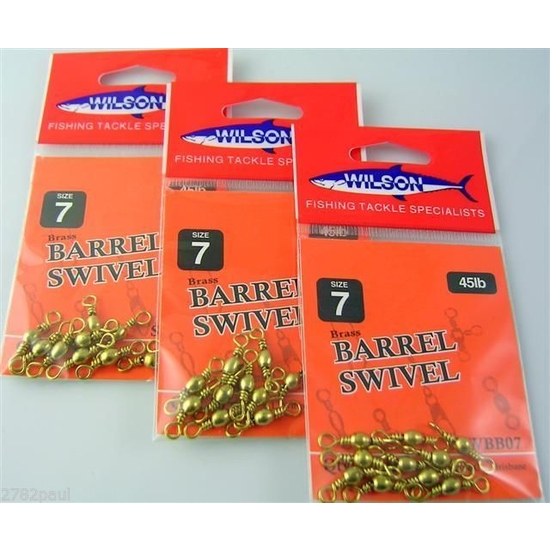 FISHING SWIVELS - BRASS BARREL SIZE 7 BULK PACK - WILSON BRAND 30 PIECES TOTAL