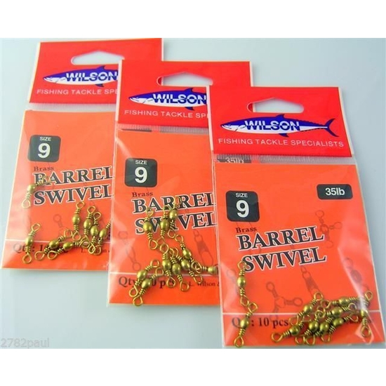 FISHING SWIVELS - BRASS BARREL SIZE 9 BULK PACK - WILSON BRAND 30 PIECES TOTAL