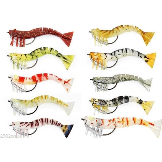 ZEREK LIVE SHRIMP BULK 10 PACK-89mm PRE RIGGED LUMO EYES - KEVLAR JOINTED BODY