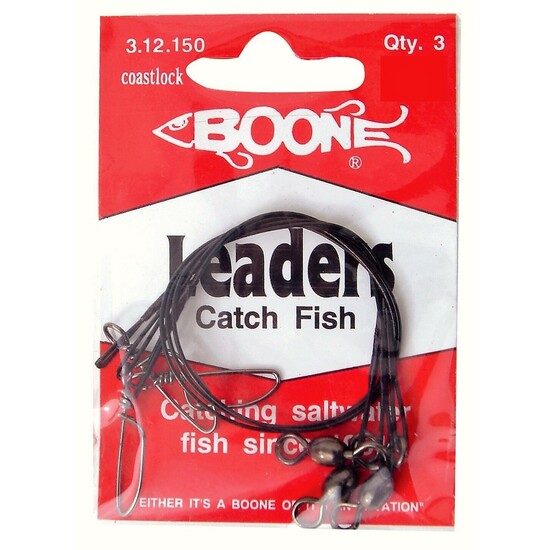 3 Pack of Boone Black Nylon Coated Stainless Steel Fishing Wire Leaders [Length/Rating: 9 Inch/80lb]