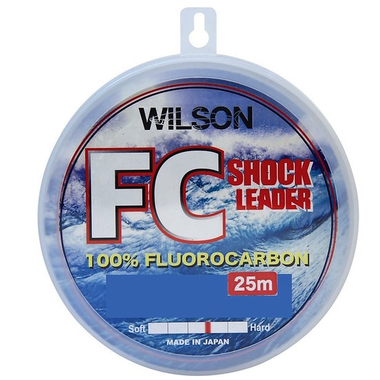 25m Spool of Wilson Fluorocarbon Fishing Leader - 100% Fluorocarbon Shock Leader [Breaking Strain: 40lb]