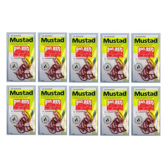 Mustad Big Red Size 1 - Bulk 10 Pce Value Pack - 92554npnr - 2x Strong