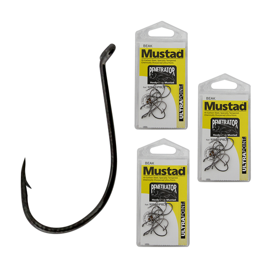 Mustad Penetrator Hooks Size 5/0 - 92604npbln - Bulk 3 Pack-Chemically Sharpened