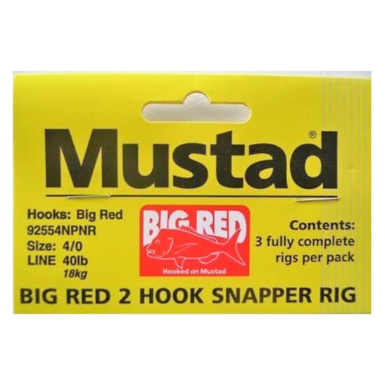 Mustad  Big Red Snapper Rig 2 Hook Set Up X 3 Rigs 4/0