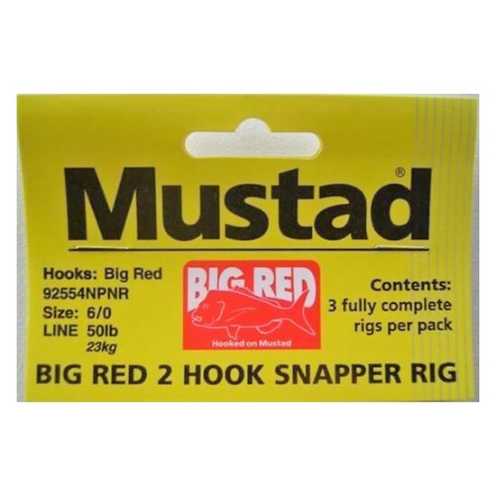 Mustad  Big Red Snapper Rig 2 Hook Set Up X 3 Rigs 6/0