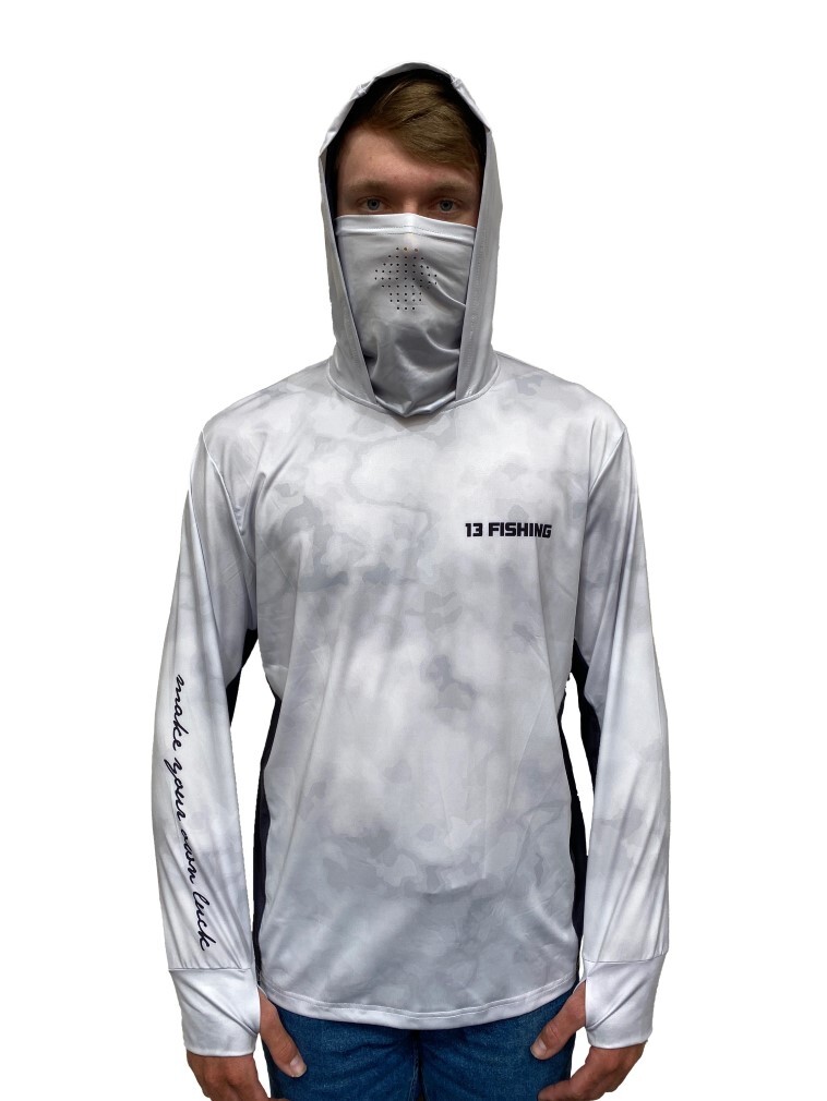 XXL 13 Fishing Breathable Hooded Long Sleeve Fishing Shirt with Built-In  Face Mask