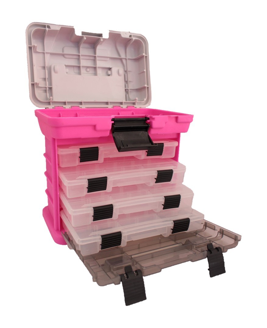 Pink Surecatch 4 Tray Heavy Duty Fishing Tackle Box for Terminal