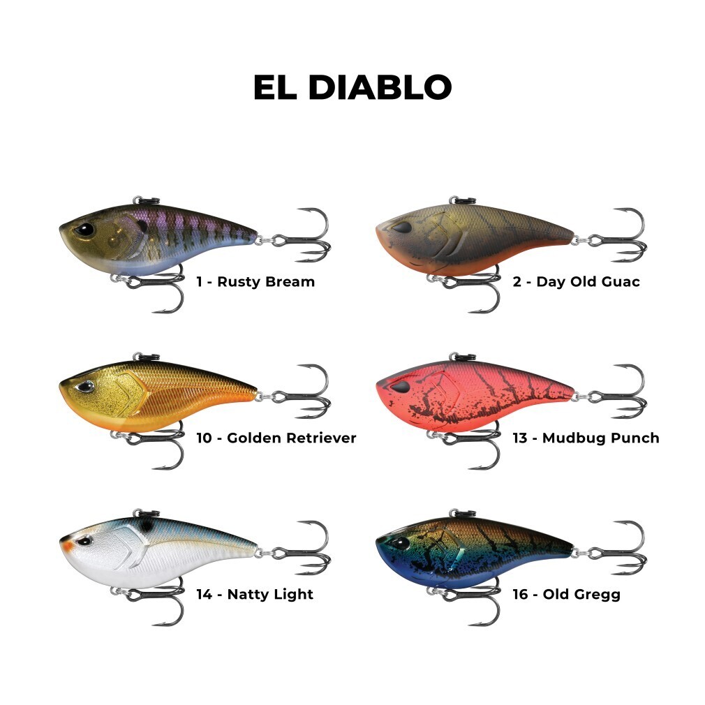 diablo fishing lures 13 El Lipless Crank - Day Old Guac / 2.5 in 11/0 or 12/0 Leader Class Livingston Lures Diablo Lure, XXX