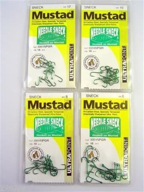 Mustad Needle Sneck- 3331npgr -Complete Range - Bulk 4 Pce Pack- Sizes 12,10 ,8,6