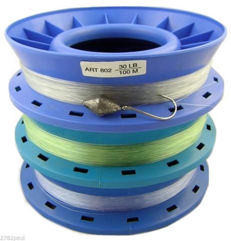 30lb PRE RIGGED 8 RING CASTER HAND LINE-100m BULK 3 PACK GREAT
