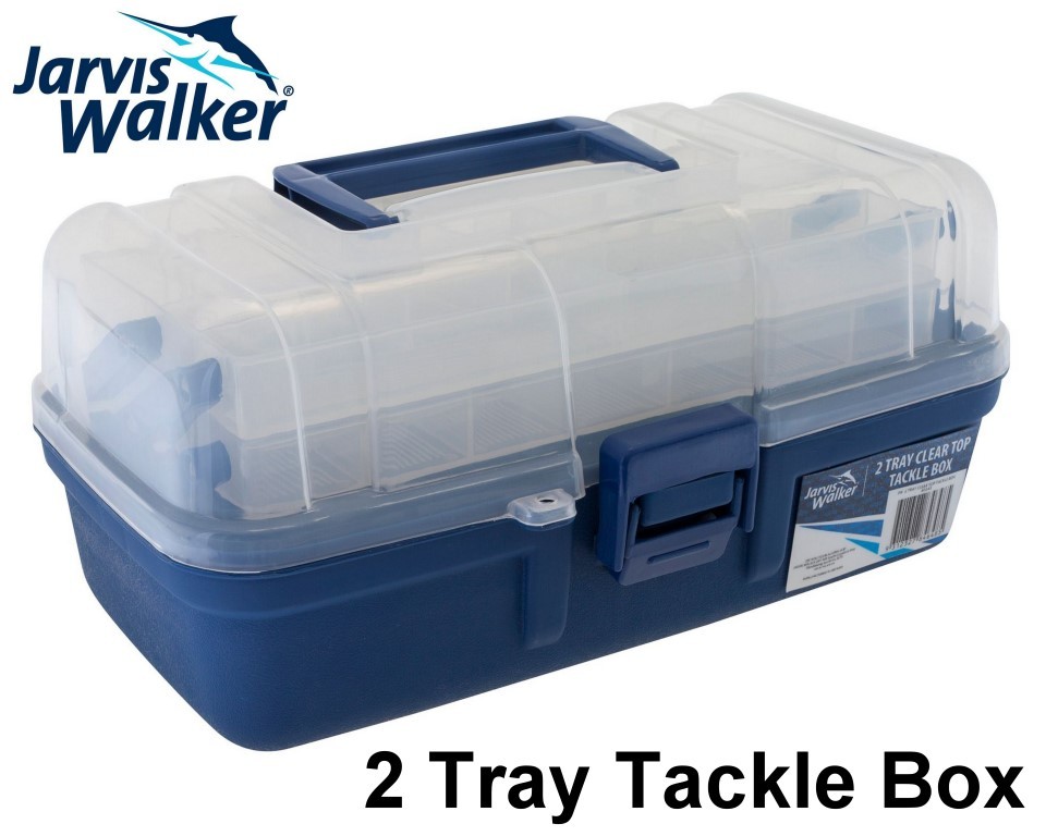 Jarvis Walker 2 Tray Clear Top Fishing Tackle Box - Tackle Storage