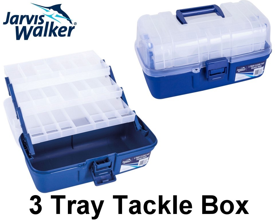 Jarvis Walker 3 Tray Clear Top Fishing Tackle Box - Tackle Storage