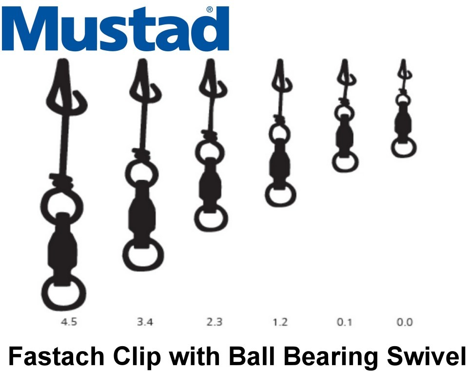 Mustad Ultrapoint Fastach Clips with Ball Bearing Swivel - Choose