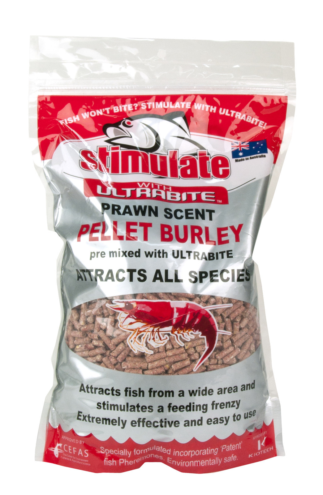 1 Kg Stimulate Prawn Scent Pellet Burley Pre Mixed with Ultrabite - Berley  Pellets