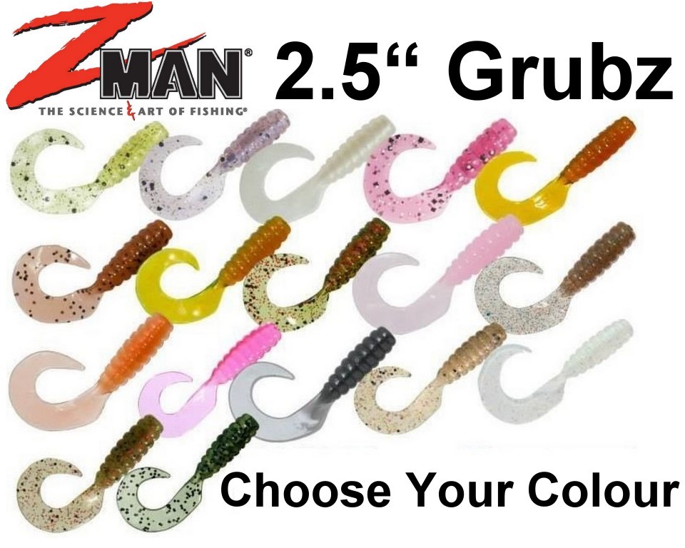 8 Pack of Zman 2.5 Inch Grubz Soft Plastic Fishing Lures - Blood Oil