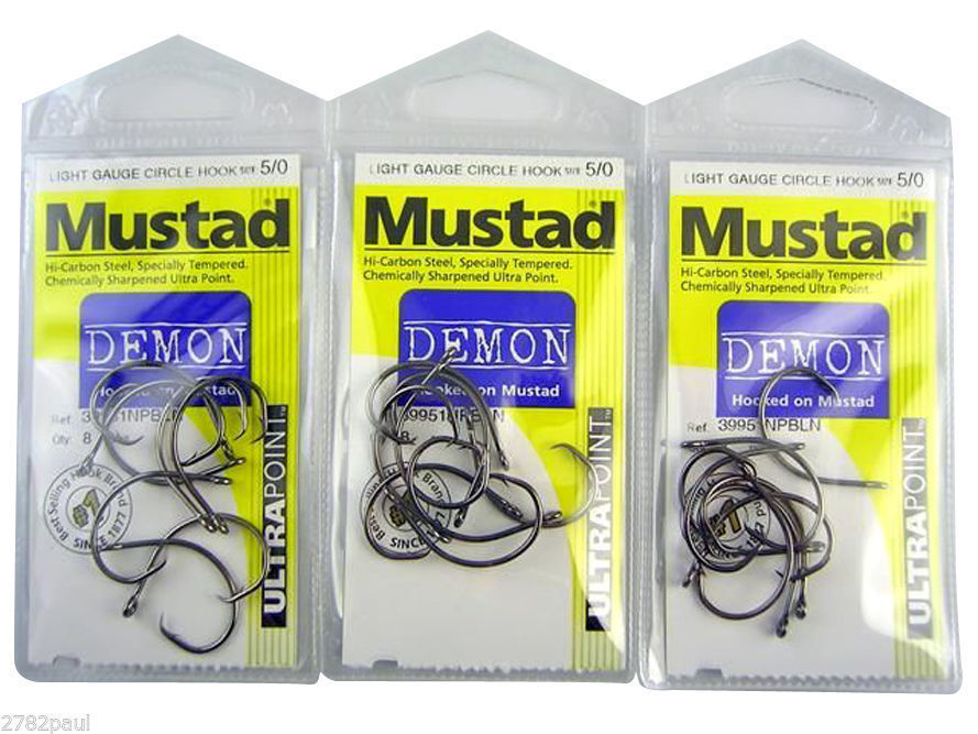 MUSTAD DEMON CIRCLE HOOKS SIZE 5/0- BULK 3 PACK -39951NPBLN