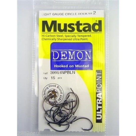 Mustad Demon Circle Hooks Size 2 Qty 15 - 39951npbln Chemically
