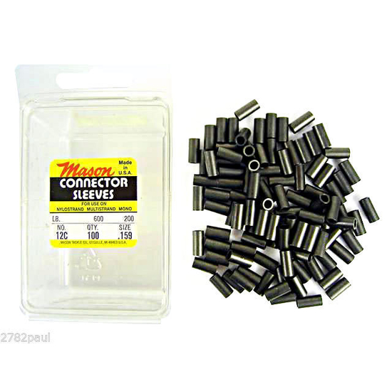 100 x Size 12 Mason Crimps - Crimping Connector Sleeves for Fishing Wire/ Line