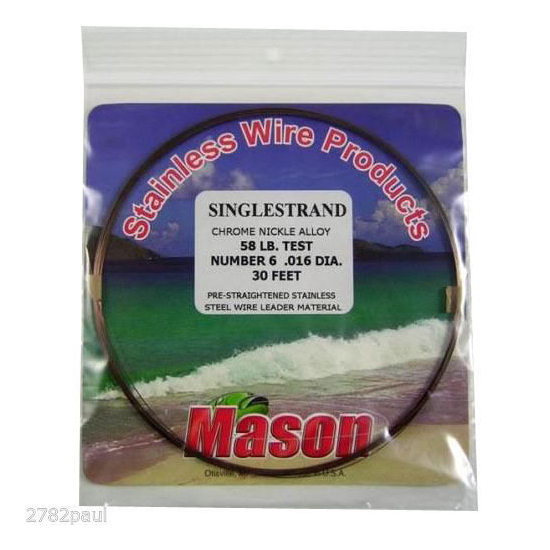 25ft Coil of 58lb Mason Single Strand Stainless Steel Wire Fishing Leader