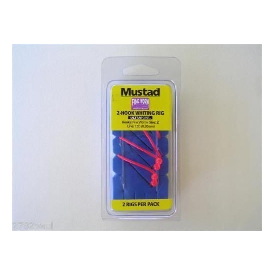 3 x Packets of Mustad Size 2 Fine Worm 2 Hook Whiting Fishing Rigs