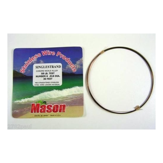 25ft Coil of 58lb Mason Single Strand Stainless Steel Wire Fishing Leader