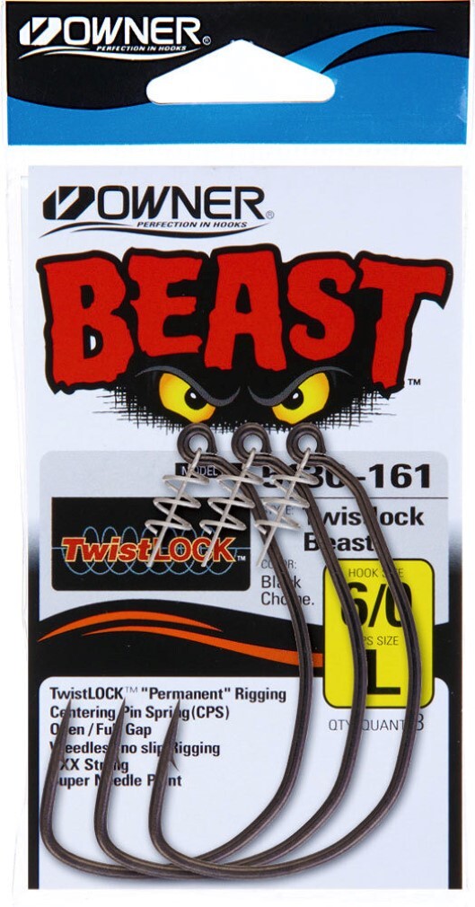 1 Packet of Owner 5130 Beast Unweighted Hooks with Twistlock