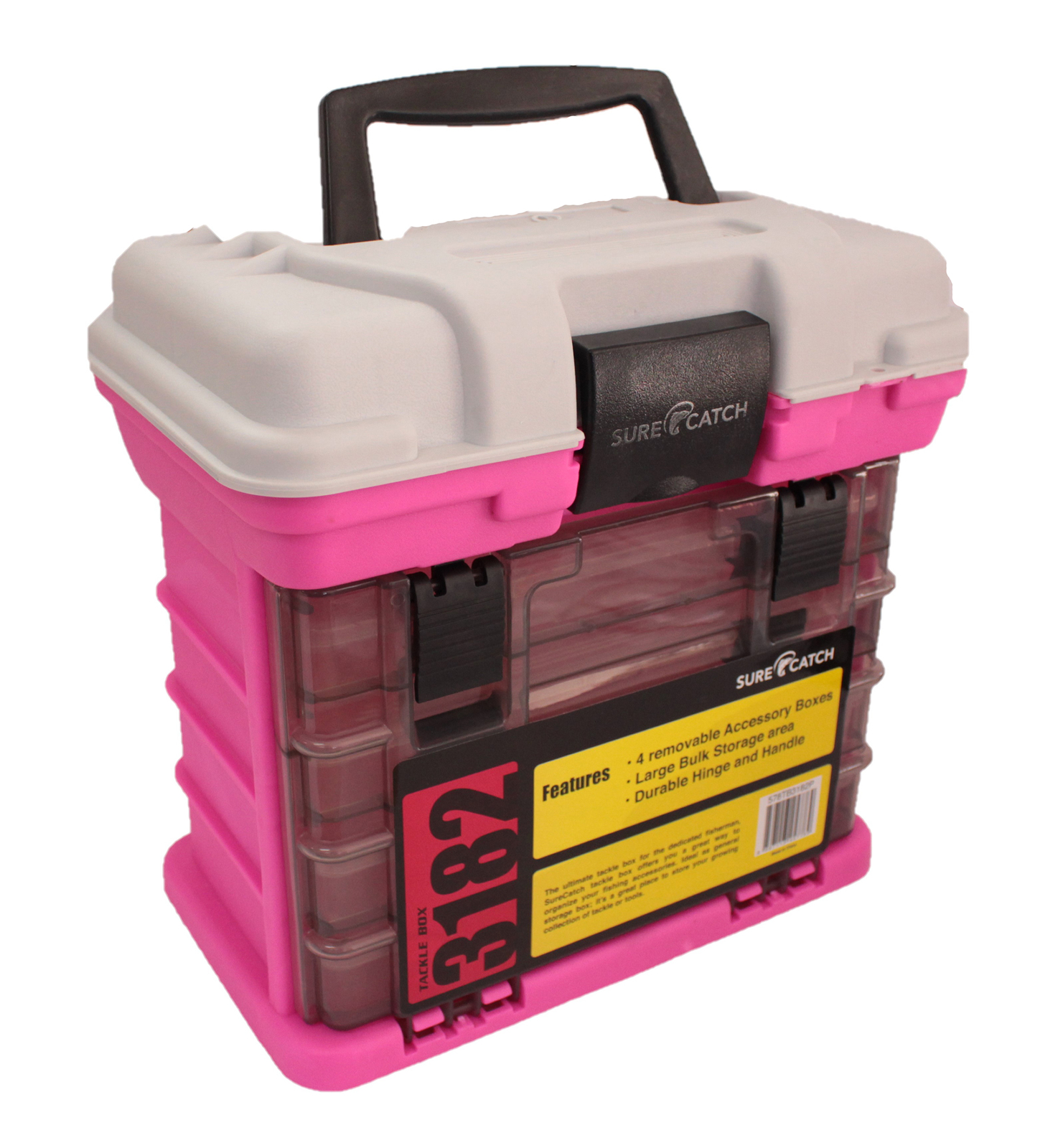 Pink Surecatch 4 Tray Heavy Duty Fishing Tackle Box for Terminal