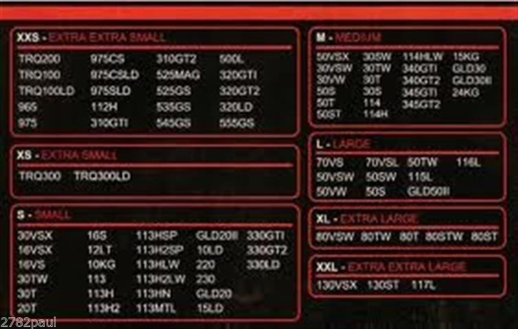 Shimano Reel Cover Size Chart