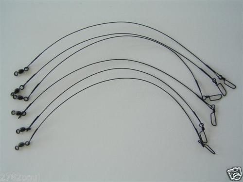 6 x Deluxe Black Nylon Coated Stainless Steel Wire Fishing Leaders - Wire Trace - Picture 34 of 55