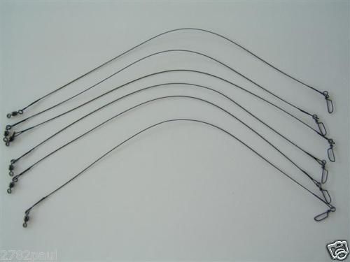 6 x Deluxe Black Nylon Coated Stainless Steel Wire Fishing Leaders - Wire Trace - Picture 46 of 55