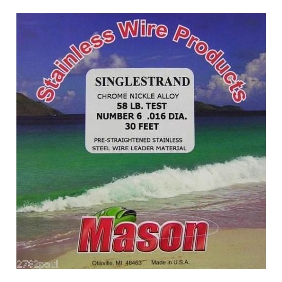 25ft Coil of 58lb Mason Single Strand Stainless Steel Wire Fishing Leader