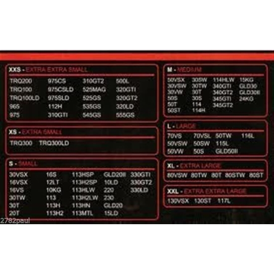 Shimano Reel Cover Size Chart