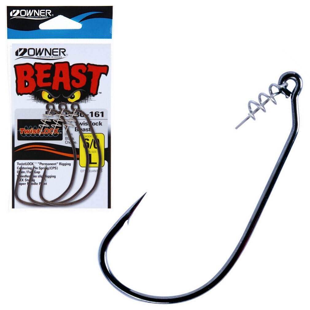 1 Packet of Owner 5130 Beast Unweighted Hooks with Twistlock Centering Pins