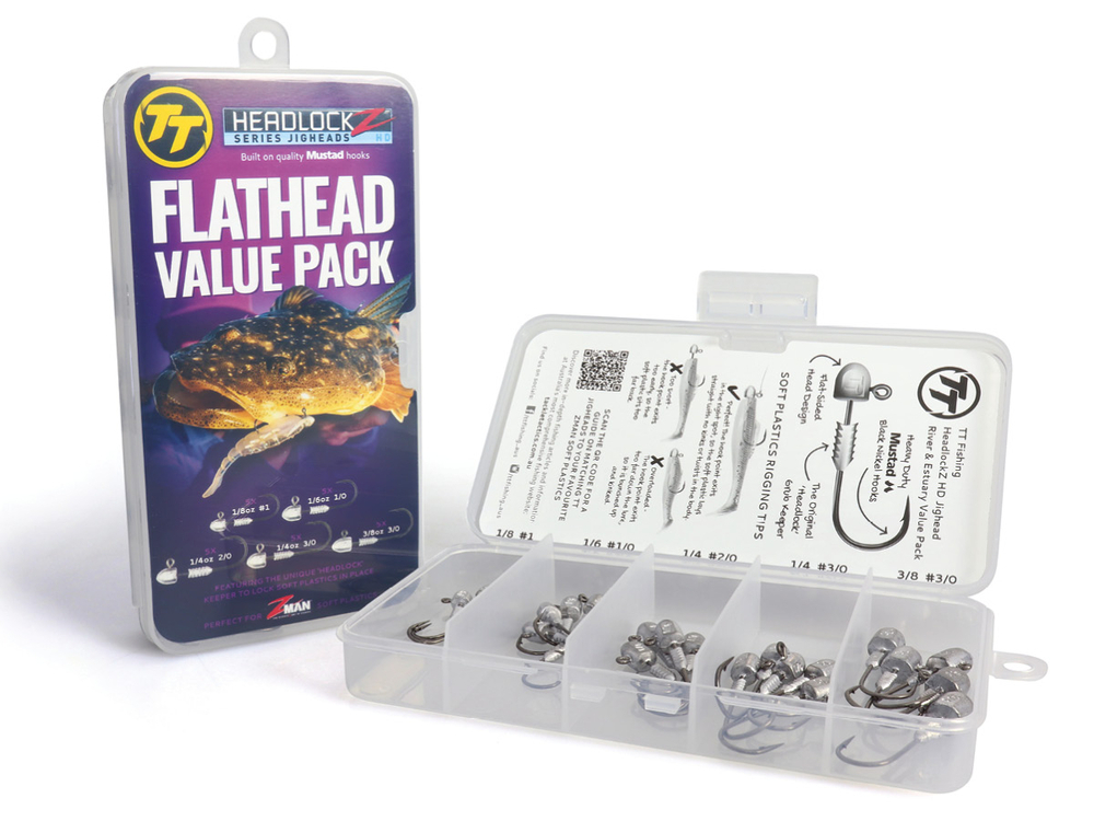 TT Fishing Headlockz HD Flathead Value Pack - TT Lures Assorted Jig Heads  Kit