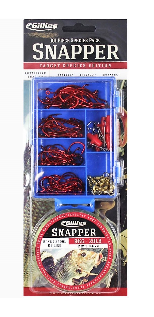 Gillies Snapper Tackle Pack - 101 Piece Assorted Tackle Kit With 20lb Fishing  Line