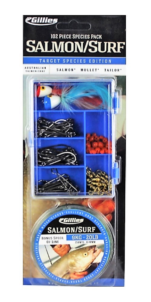 Gillies Salmon/Surf Tackle Pack - Assorted Tackle Kit With Fishing Line