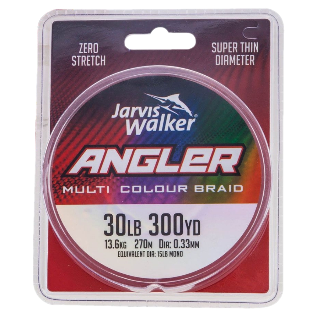 Jarvis Walker Angler Braid 300 yd Multi Colour Round Profile Fishing Line -  30 lbs / 0.33 mm