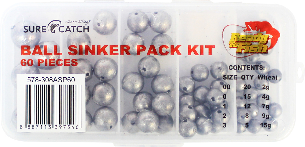 Surecatch Ball Sinkers - 60 Piece Bulk Pack - Super Value 5