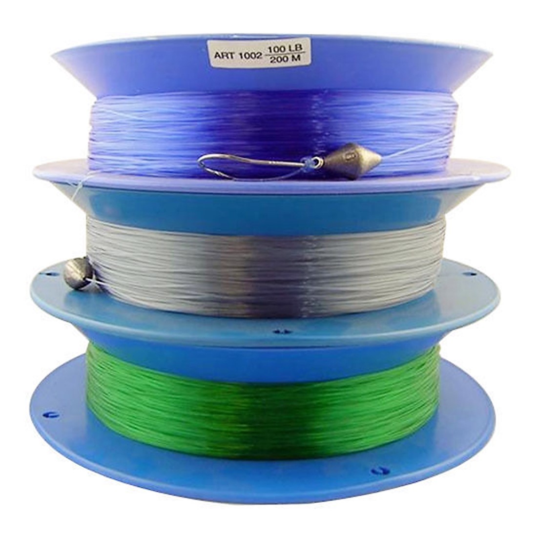100lb PRE RIGGED 10 RING CASTER HAND LINE-200m BULK 3 PACK HEAVY DUTY  OFFSHORE