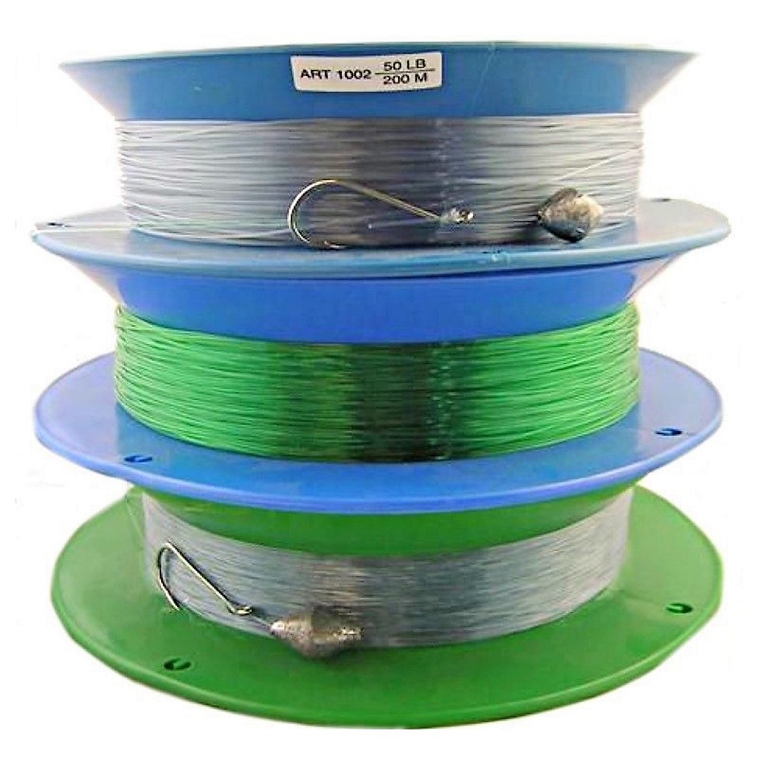 50lb PRE RIGGED 10 RING CASTER HAND LINE-200m BULK 3 PACK GREAT