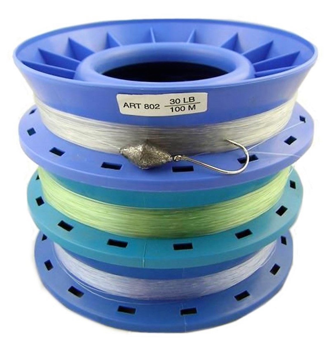 30lb PRE RIGGED 8 RING CASTER HAND LINE-100m BULK 3 PACK GREAT FOR THE  FAMILY